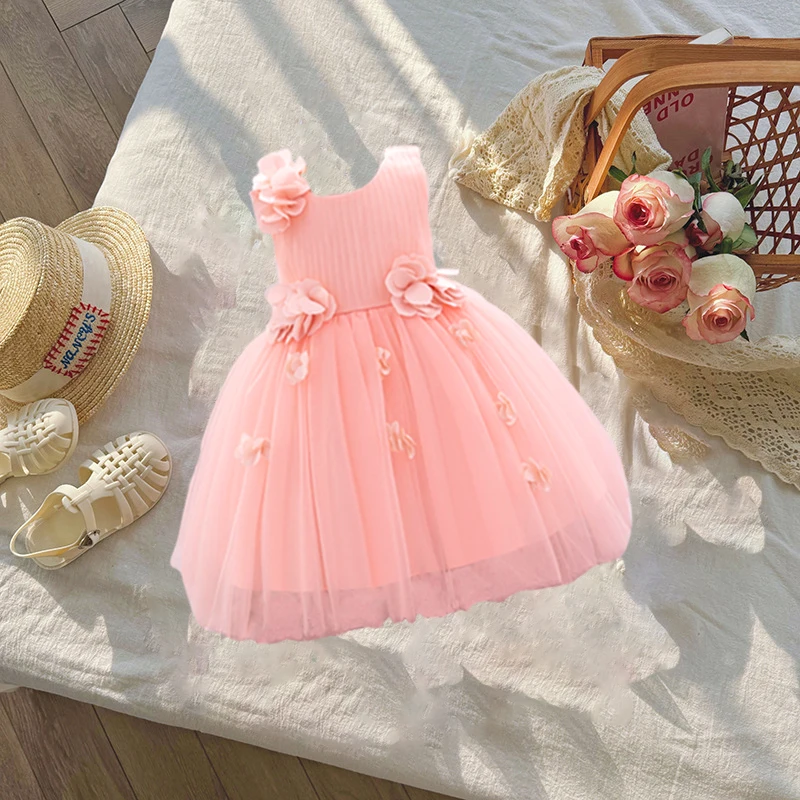 Toddler Flower Wedding Party Dress Girls 1st Birthday Tutu Gown Baby Lace Summer Daily Dresses Kids Holiday Christmas Csotumes