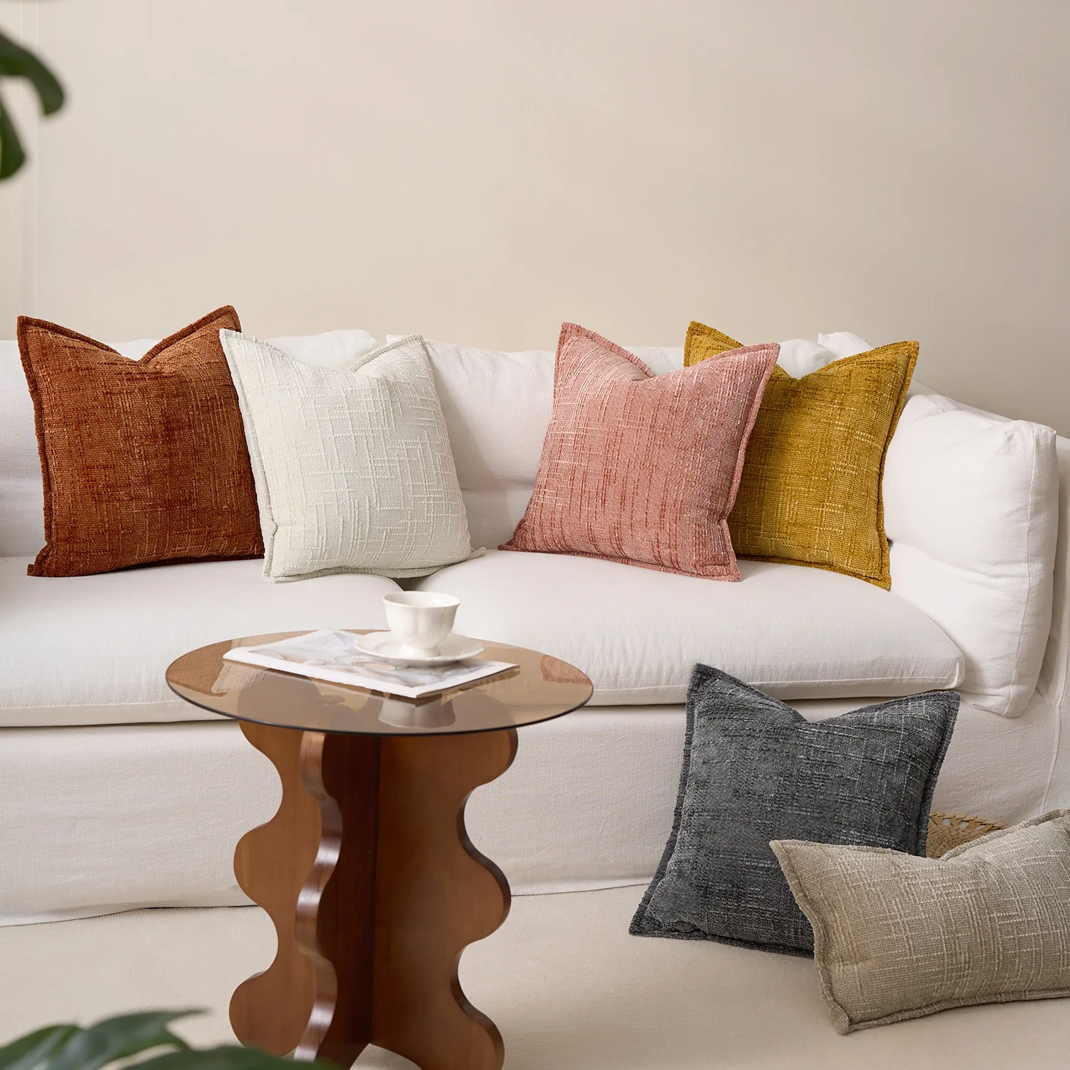 Decorative Throw Pillow Covers Set of 2,Soft Chenille Tweed Textured Cushion Case,Modern Home Decor for Couch Bed Living Room