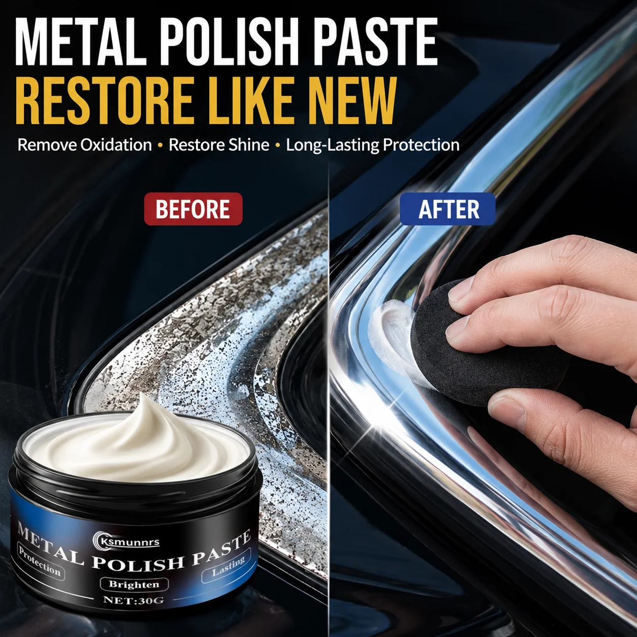 Metal Polish and Chrome Restorer, Removes Rust, Oxidation and Water Stains, Restores Shine to Faucets, Showerheads and Metal Sur
