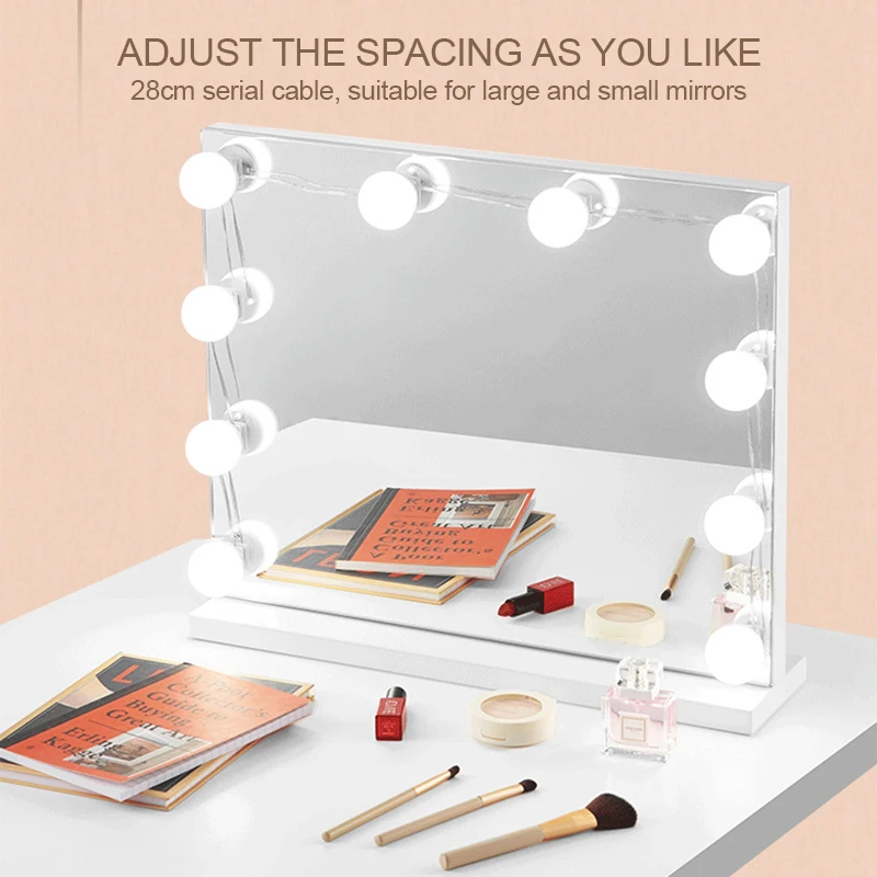 

USB Bulbs Mirror Lights with Switch Dimmable for Dressing Table Lamp for Room Decoration Makeup Vanity Table with Mirror