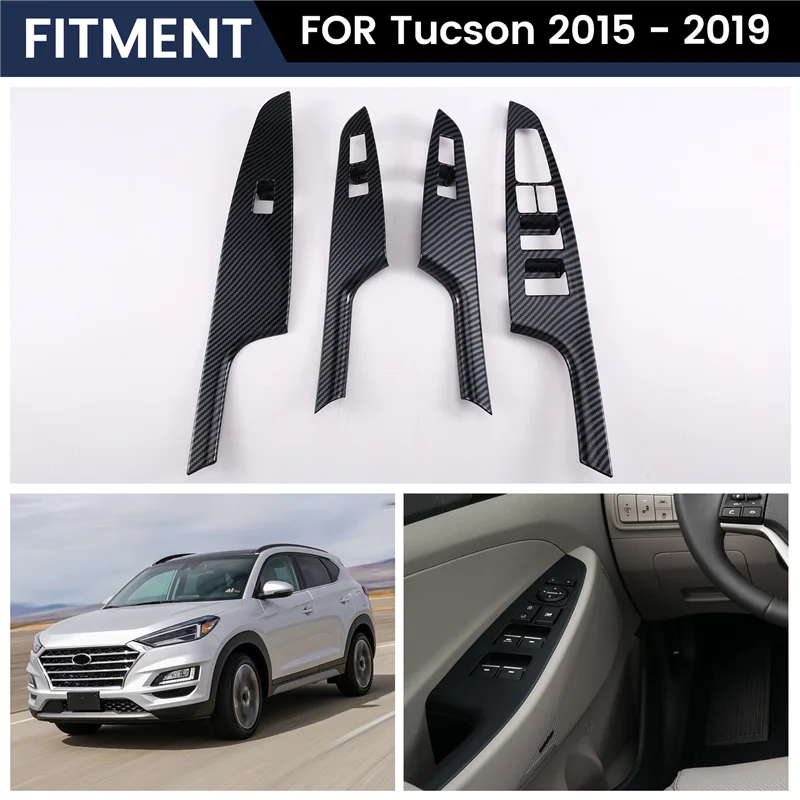 Auto-interieur Accessoires ABS Trim Kit Binnendeur Armsteun Venster Lift Schakelpaneel Cover Voor Hyundai Tucson 2015-2019