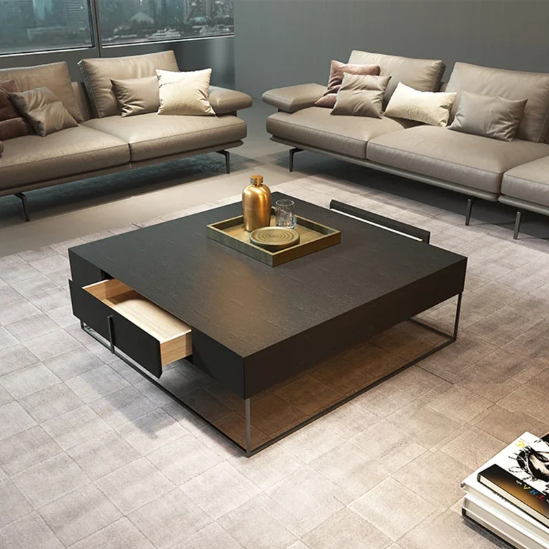 Luxury Center Coffee Tables Makeup Unique Black Low Square Table Designer Cabinets Night Bar Table Basse Living Room Furniture