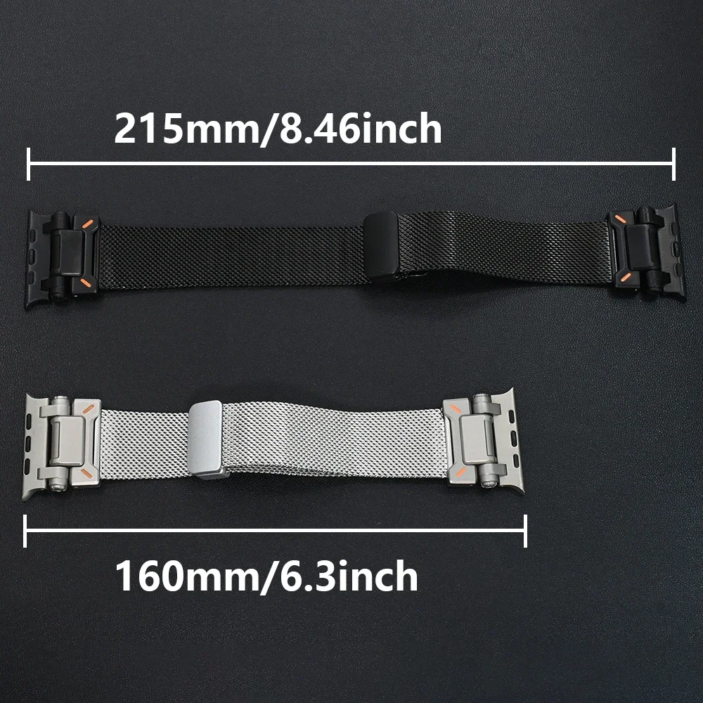 Magnetic Milanese for Apple Watch Band 46mm 49mm 45mm 44mm Men Stainless Steel Strap for Iwatch Series 10 9 8 7 6 5 Se Ultra 1/2