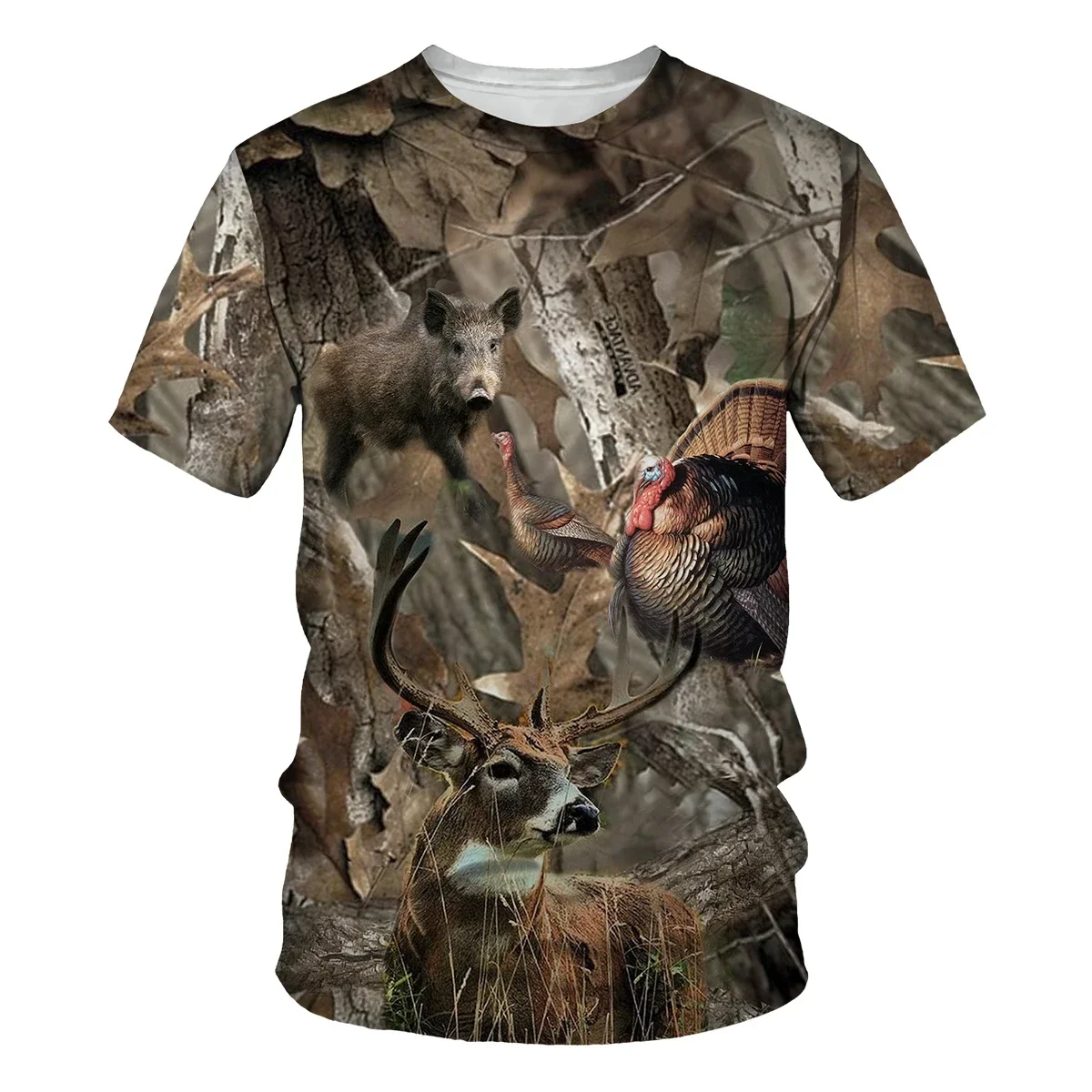 Camouflage Men's T-shirt Animal Elk 3d Printing Summer Casual Oversized Men's Short-sleeved Summer Street Fashion T-shirt