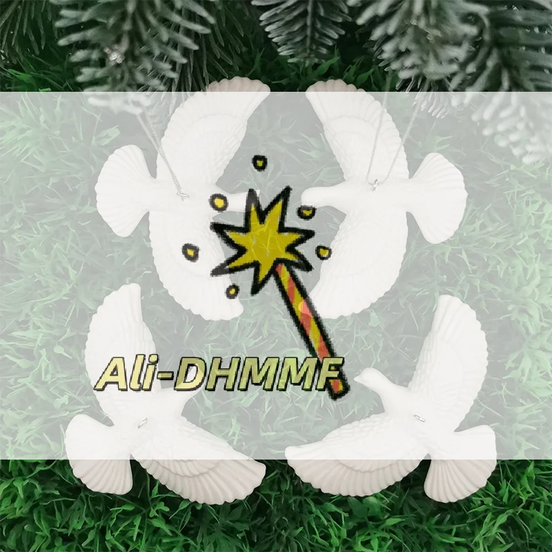 Snowy White Dove Christmas Ornaments - Rustic Farmhouse Style Tree Decor, DIY Hanging Pendant, 2-Pack