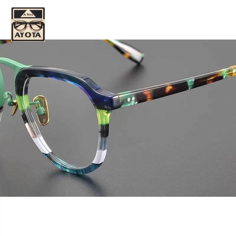 Japanese Design Personality Big Face Full Frame Women's High Quality Colorful Acetate Optical Reading Men's Prescription Eyewear