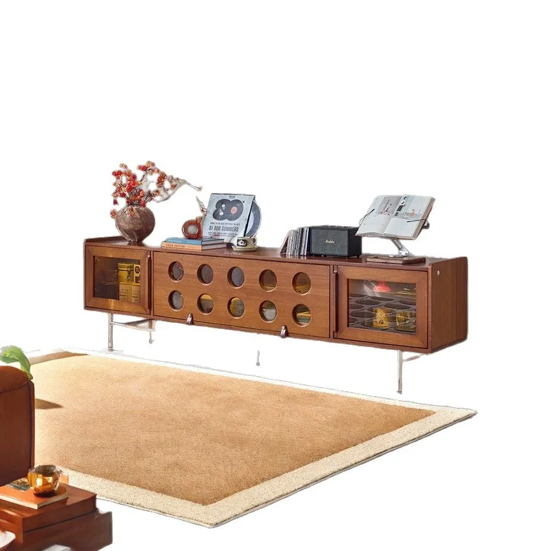 

Medieval solid wood TV cabinet, living room, household storage and storage integrated