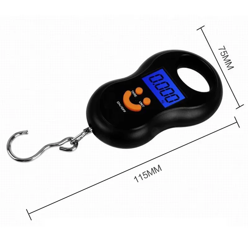 Portable 50Kg 10g Hanging Scale  Digital Scale BackLight Electronic  Fishing Weights Pocket Scale Luggage Scales Black