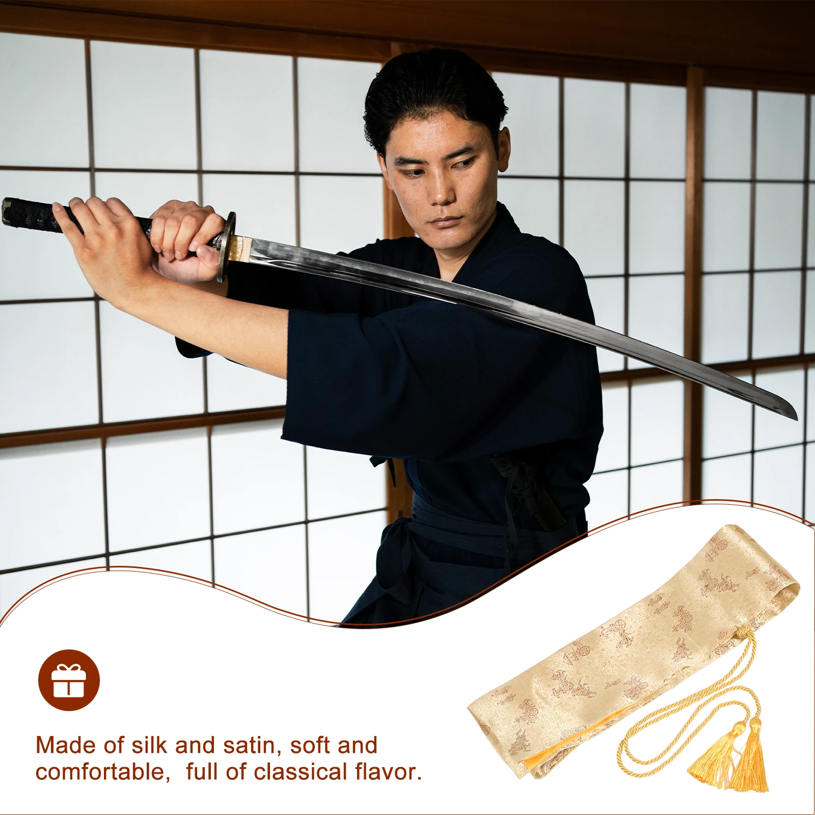 

Sword Bag Beige Silk Staff Thick Material Durable Reliable Long Term Use Suitable Sword Lovers Cosplay Movies Decent Display
