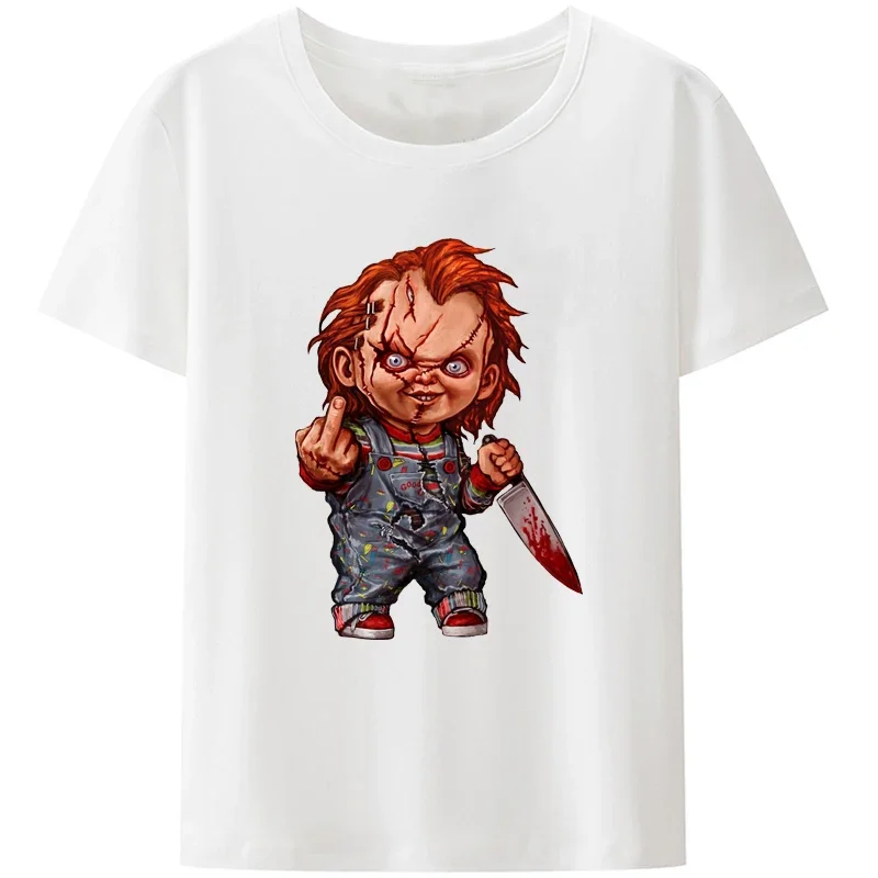 Classic Nostalgia Horror Movie Chucky Graphic T Shirts for Woman Anime Two-dimensional Harajuku Short-sleev Streetwear Tops Y2k