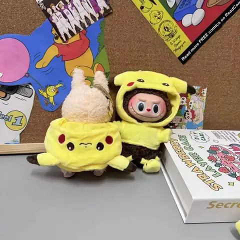 För/Tyg 17cm Labubu Ny Mini Plyschdocka Klädset Söt Pikachu Kostym Tecknad Vinyldocka Kpop Idol Docka Kläder Accessoarer 8 best sales anime plyschdockakläder - №3