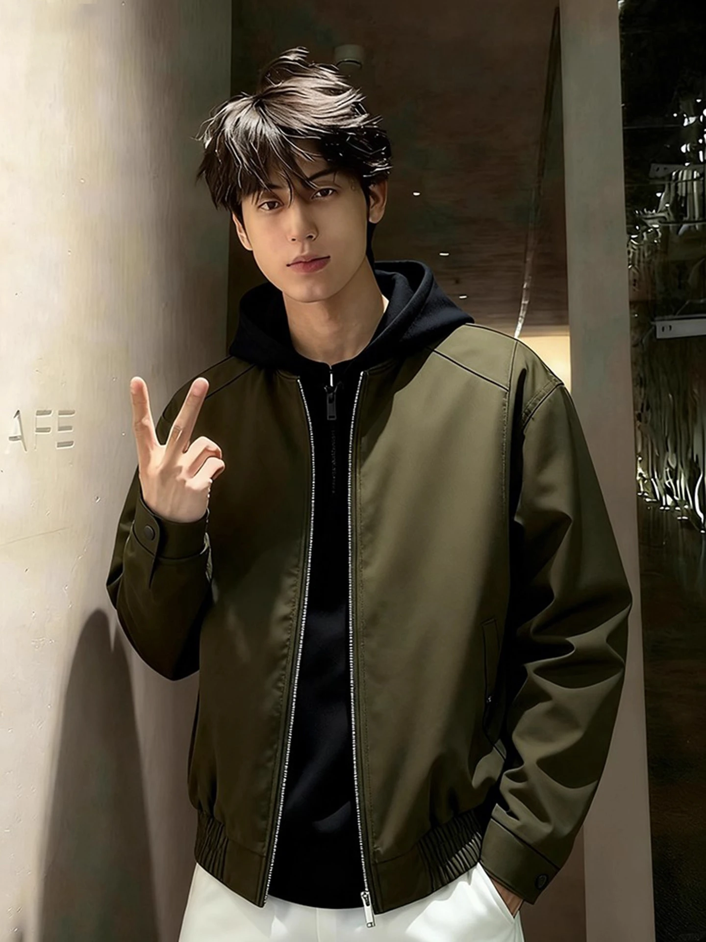 

QinADe Men's Thiened Fce Lined Jaet Winter Hooded Cotton Workwear Jaet American Sle Splicing Design Stand Fit