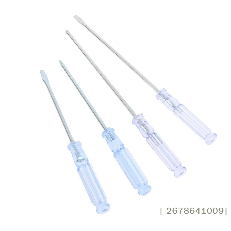 〔L〕4Pcs Transparent Blue Handle Screwdriver Set Slotted Cross Manual Screw Driver Household Maintenance Repair Hand Tool Kit