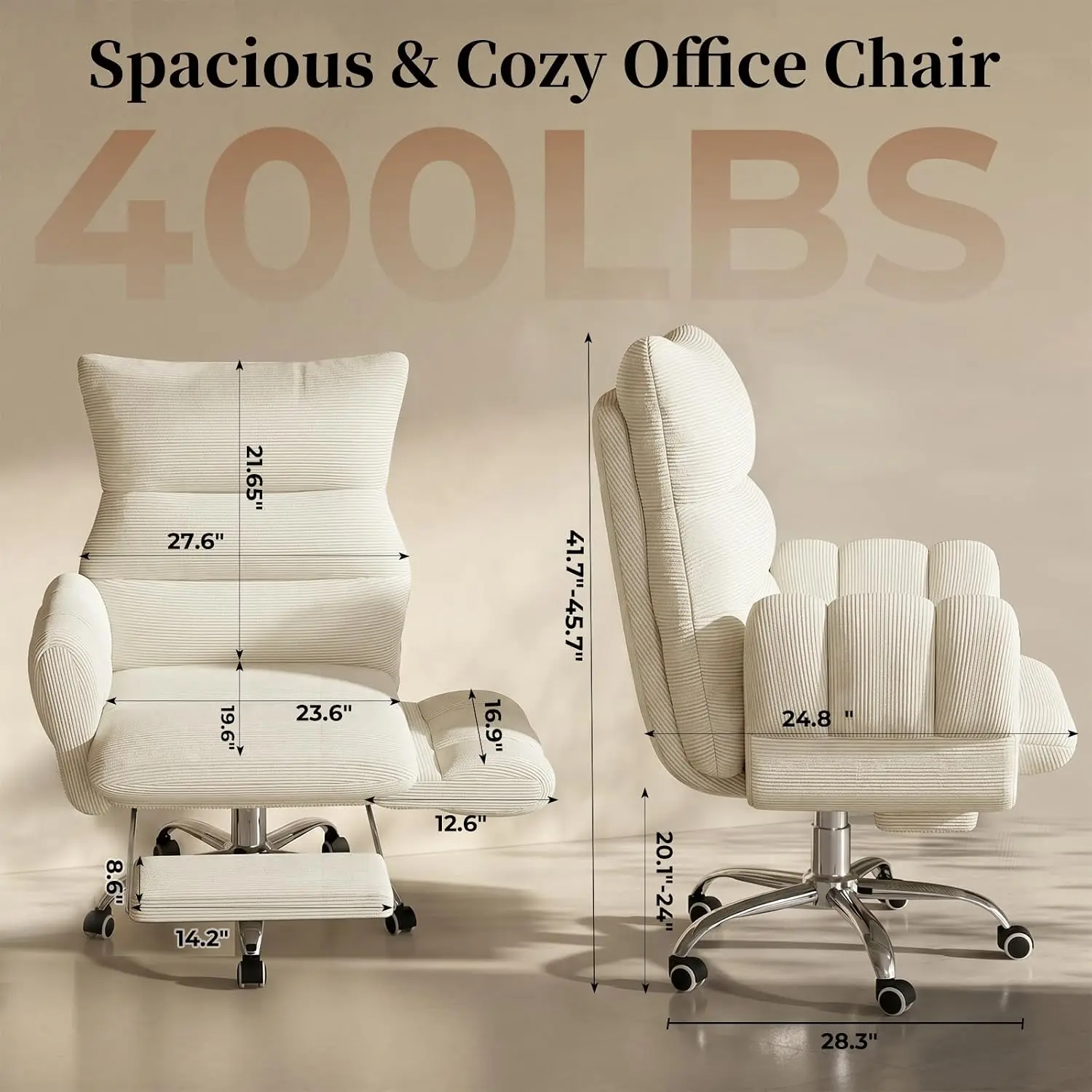 Cross Legged Office Chair, Cloud Desk Chair with Flip-Up Arm Rests, Foot Rest, Wide Seat, Comfy Executive Ergonomic, Customized