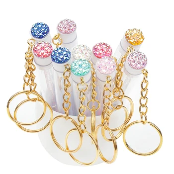 10 ชิ้นหลอดขนตาแปรงพวงกุญแจทอง Glitter มาสคาร่าสําหรับผู้หญิง Lash Extension Micro Comb คอนเทนเนอร์แต่งหน้าเครื่องมือ