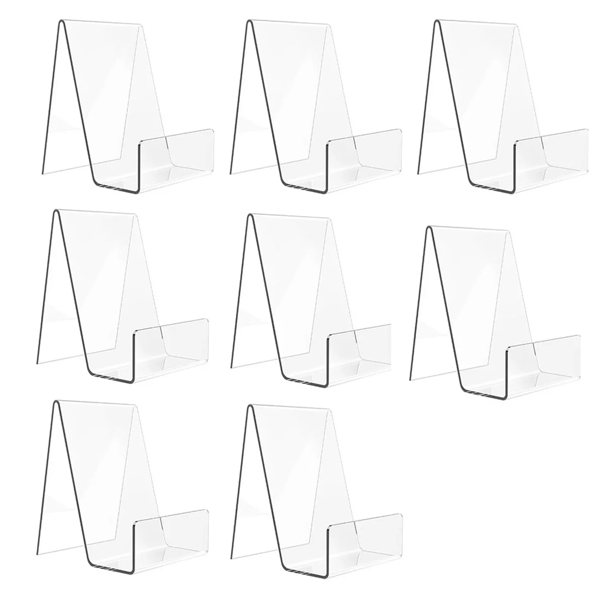 8 Pack Acrylic Book Stand, Clear Easel Stand for Display, Book Display Holder, Display Stand for Album,CD,Picture,Plate