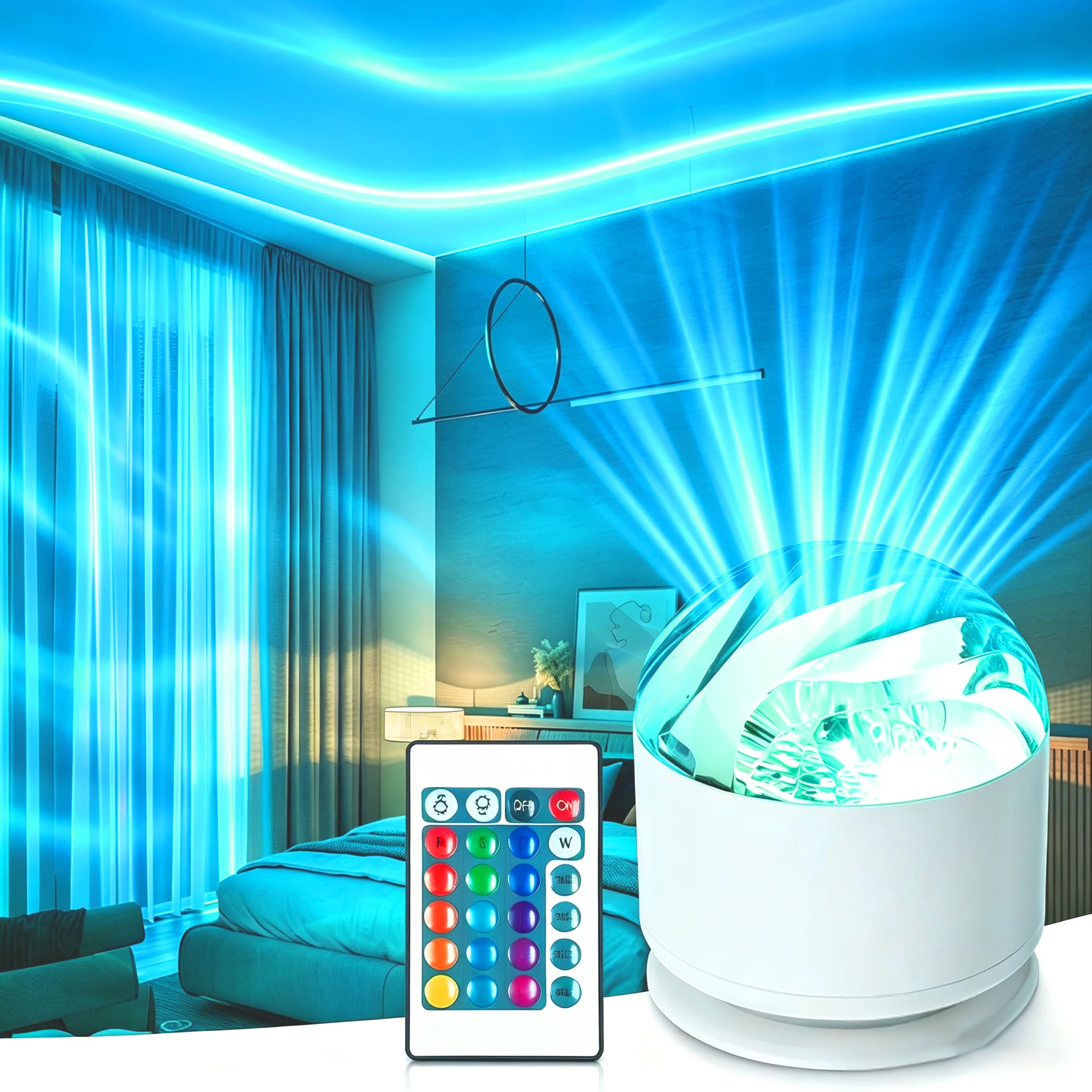LED Aurora Starry Sky Projector Light 16 Colors Night Light Auto Rotate with Remote USB Powered for Room Party Decor Kids Gift