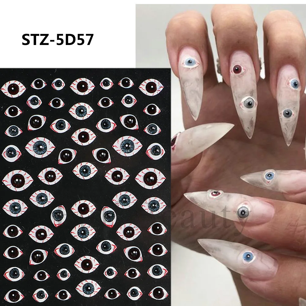 TSZS 1 Borsa/lotto 2023 STZ-5D Halloween Nail Art Sollievo Adesivo Horror Decalcomanie Parti Unghie Accessori di Design