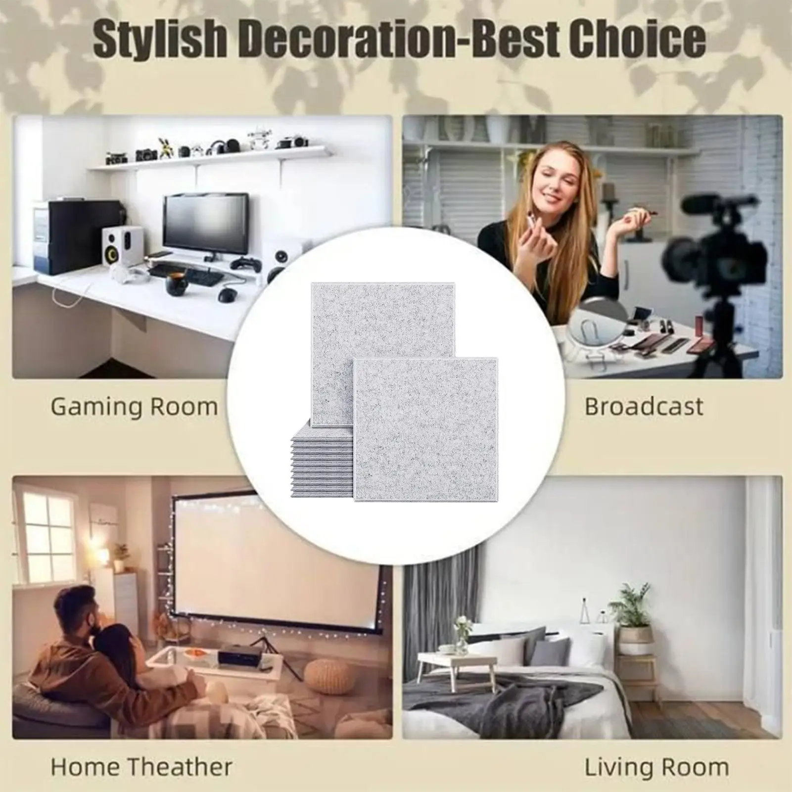 Noise Cancelling Wall Panels Noise Cancelling Decorative Felt Sound Absorbing Wall Decor Tiles For Home Bedroom Living Room