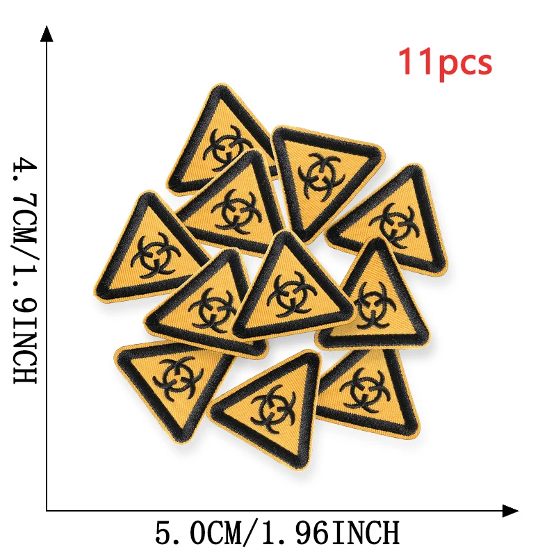 11 stücke Zeichen Verkehrs Dreieckige Outdoor Eisen Auf Patches Für Kleidung Gestickte Jacke Stoff Nähen Lot Pack Diy Coser Mochila – Detail 7