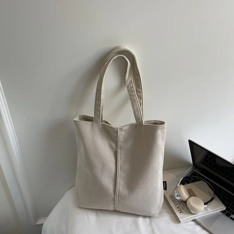 

Стильная универсальная сумка с верхней ручкой, сумка на плечо для отдыха, большая вместительная простая вельветовая сумка для хранения для женщин, осень-зима