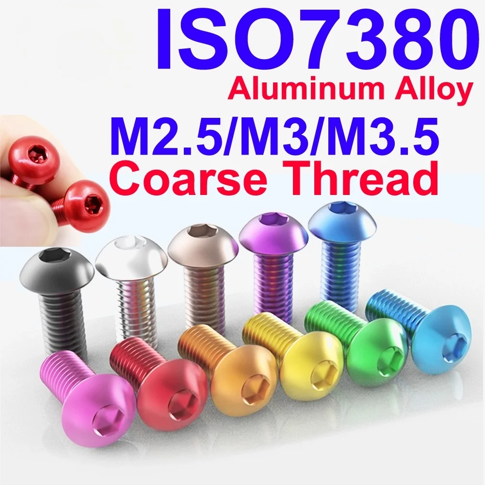 Yankun M2.5 M3 M3.5 ISO7380 Aluminium Hexagon Socket Button Head Screws 10 Colors Allen Key Screw RC Accessories Motor Parts