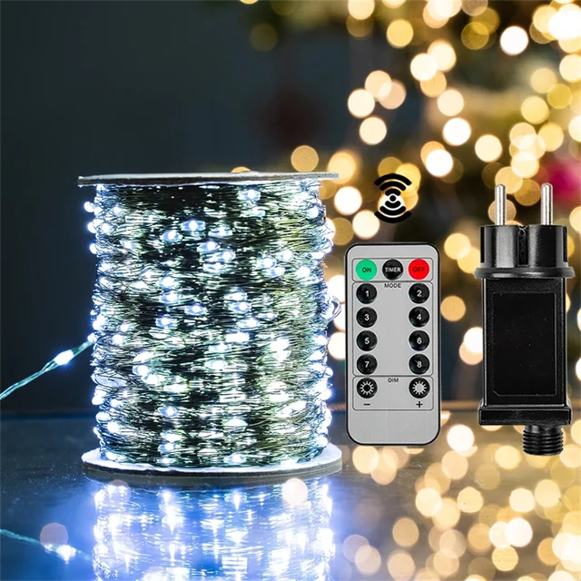 1PCS 500/1000LED Fairy String Lights Christmas Garland Outdoor Decor Lights Waterproof With Remote For Tree Street Wedding Party 3