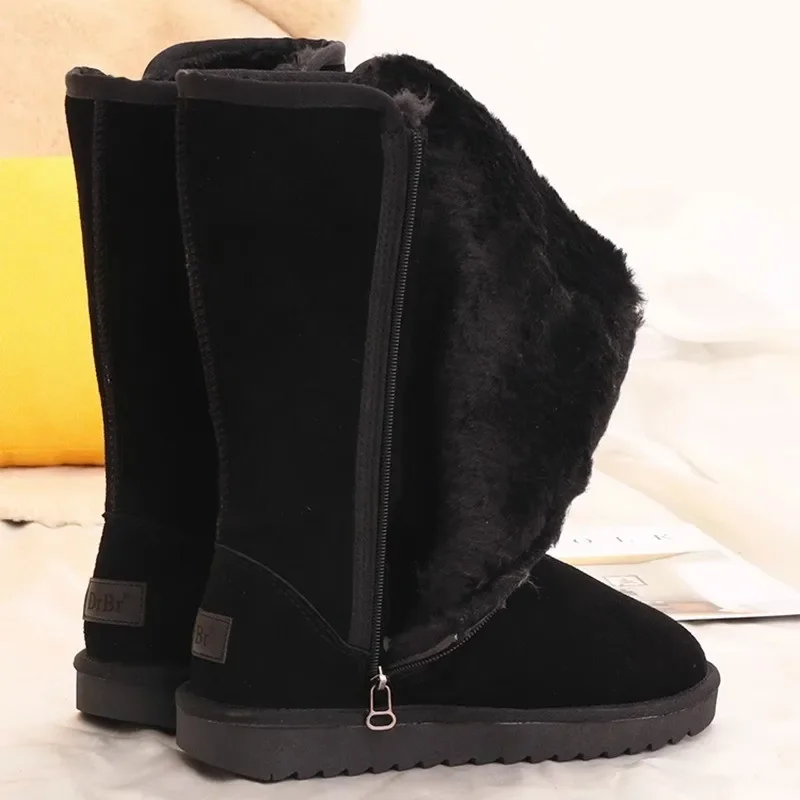 Winter New Shoes for Women Keep Warm Short Plush Flat Platform Women\'s Snow Boots Plus Size Side Zipper Ladies Mid Calf Boots