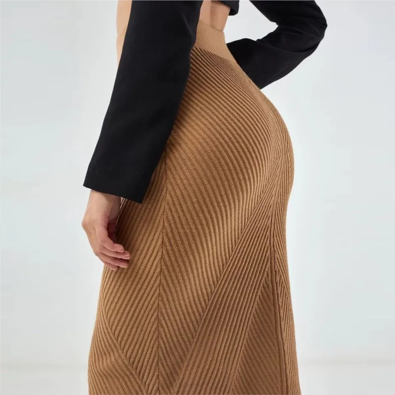 Knitted Hip Slim-Fit Polyester Skirt Women\'s Falda Mujer Faldas Largas Saia Feminina Roupas Femininas Long Skirts Women Clothes