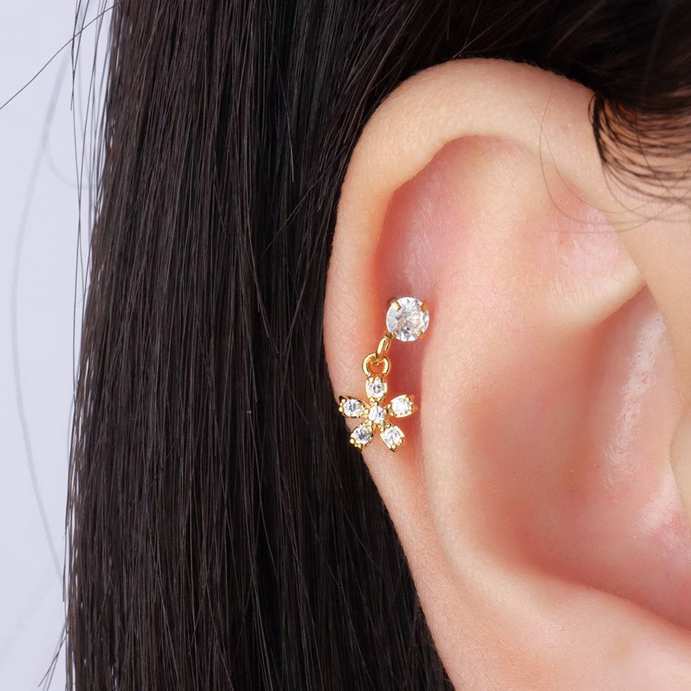 Aide 925 Sterling Silver 1pc Geometry Multi Piercing Stud Earrings For Women K Gold Simple Elegant Tassel Jewelry Gift Pendiente