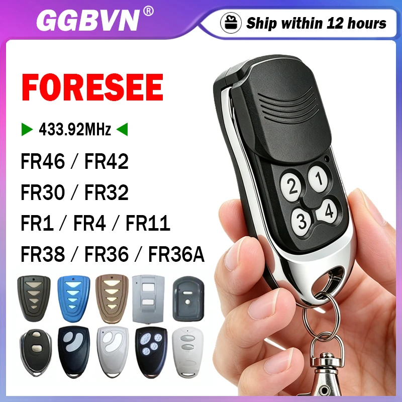 Work With FORESEE FR36 FR36A FR30 FR32 FR38 FR42 FR46 FR4 FR11 Garage / Gate Remote Control 433.92MHz Rolling Code Transmitter