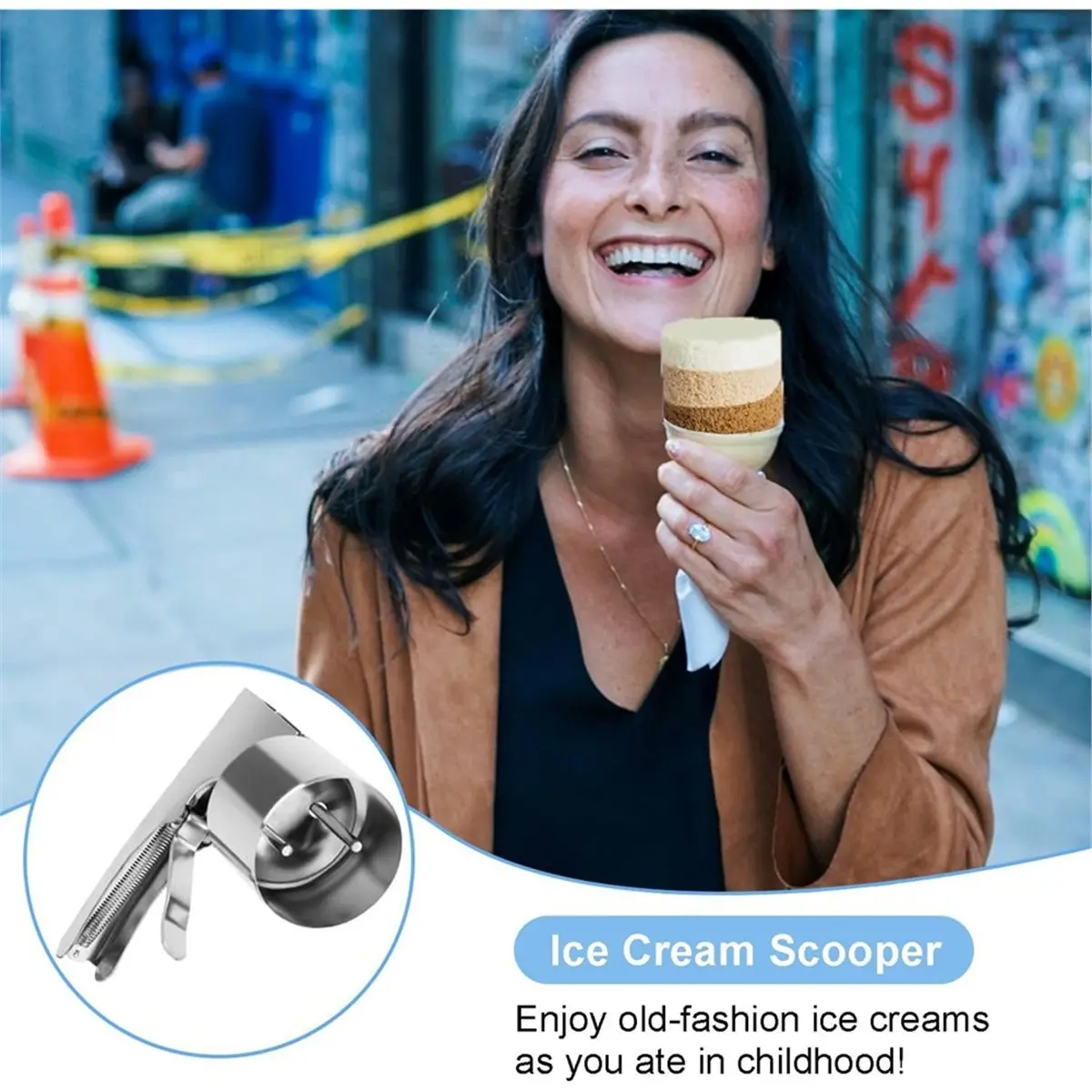 Home Tool Ice Cream Scoop Big Volume Scoop Cylindrical Ice Cream Scoop with Trigger Release Ice Cream Accessories