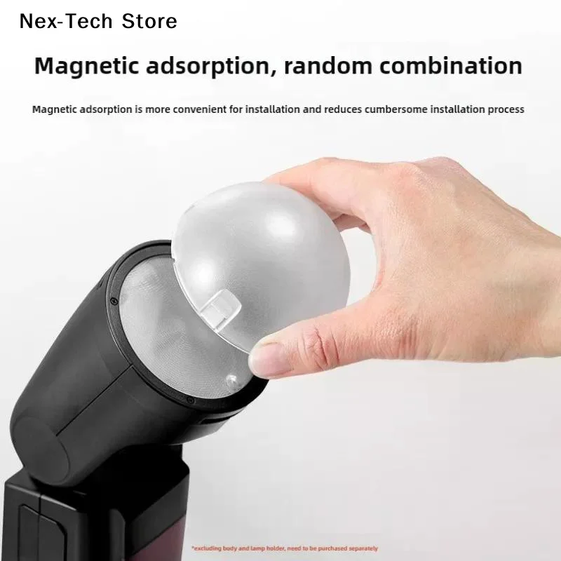 [NT]AK-R11 Dome Diffuser Replacement Soft And Bright Light Effect Magnetic Dome Diffuser Adsorption Round Flash Head For V1/S-R2