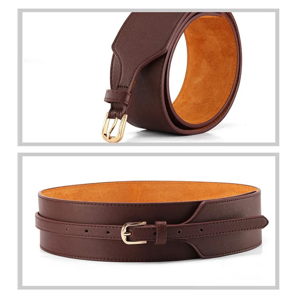 

1pc 100Cm Coffee Waist Belt Vintage Buckle Retro Wide Weaving For Women Dress Jeans Trousers Fashion Accessory