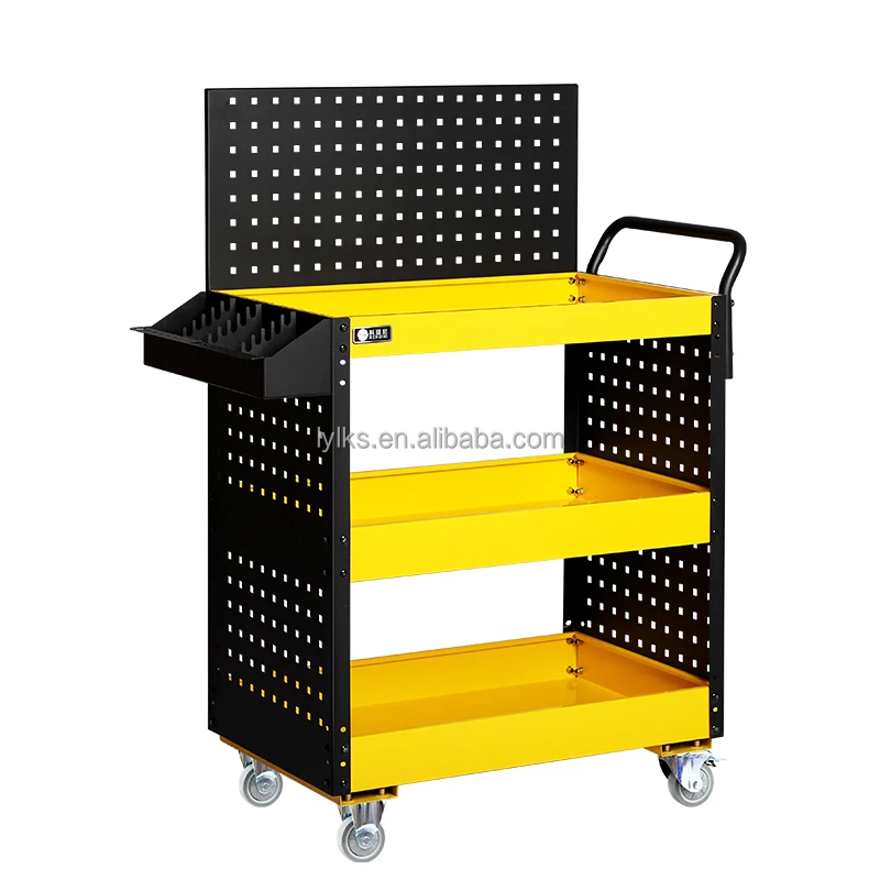 

3 Tier Metal Storage Tool Cart with Handle for Workshop Tool Cabinets
