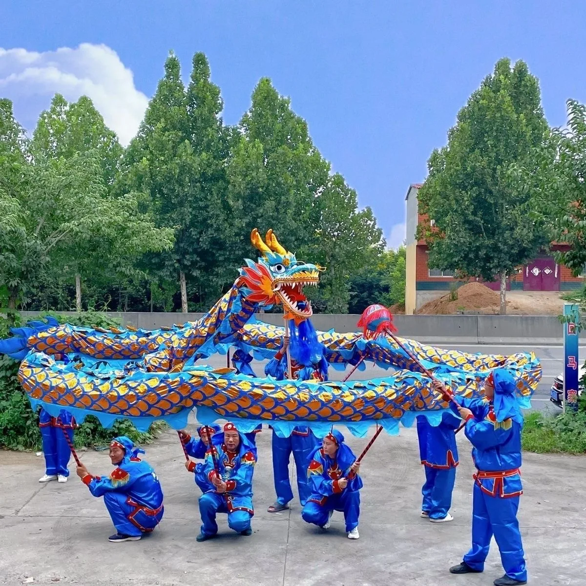 Dragon Dance Costume 13m  Golden Size 5 10 Players Children Student School  Art Halloween Party Performance Parade Folk Stage