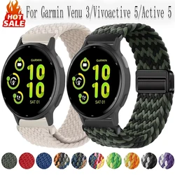 20mm 22mm Magnetic Nylon strap for Garmin Venu 3/Vivoactive 5/Active 5 Braided wristband Garmin Forerunner 165 55 965 265 Correa