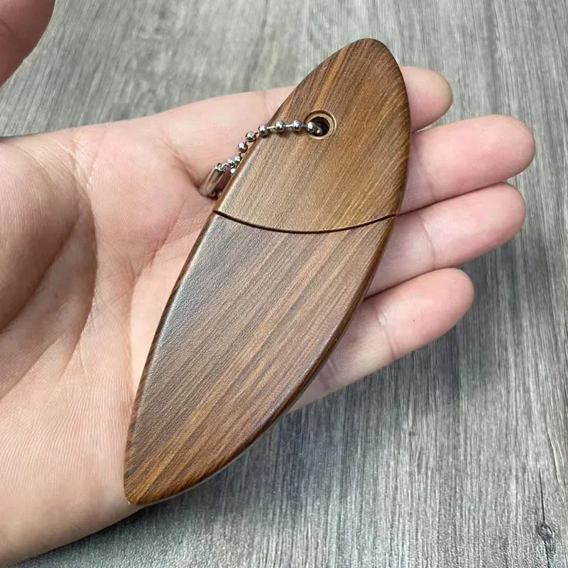 Mini D2 Blade EDC Keukenmes met houten handvat en houten schede Outdoor Camping Multifunctioneel uitpakmes