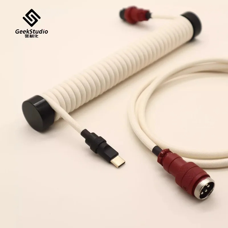 Keyboard Aviation Plug Cable JTK Customized 1.2m Spiral Spring Wire Keyboard Cable for Mechanical Keyboard Accessories Gifts