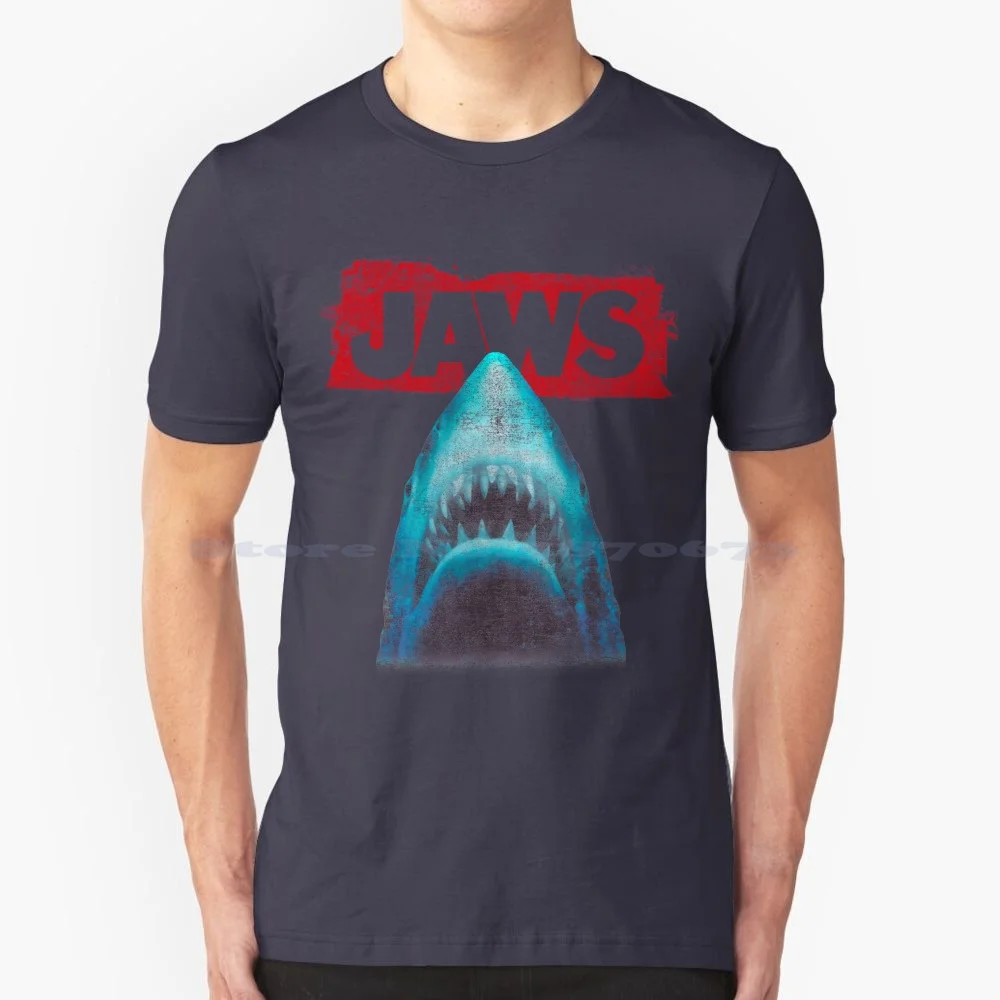 Jaws Distressed Vintage Poster T Shirt 100% Cotton Tee Fifthsunmerch Fifthsuntshirt 2020fifthsun Jaws Shark Nbcu Distressed