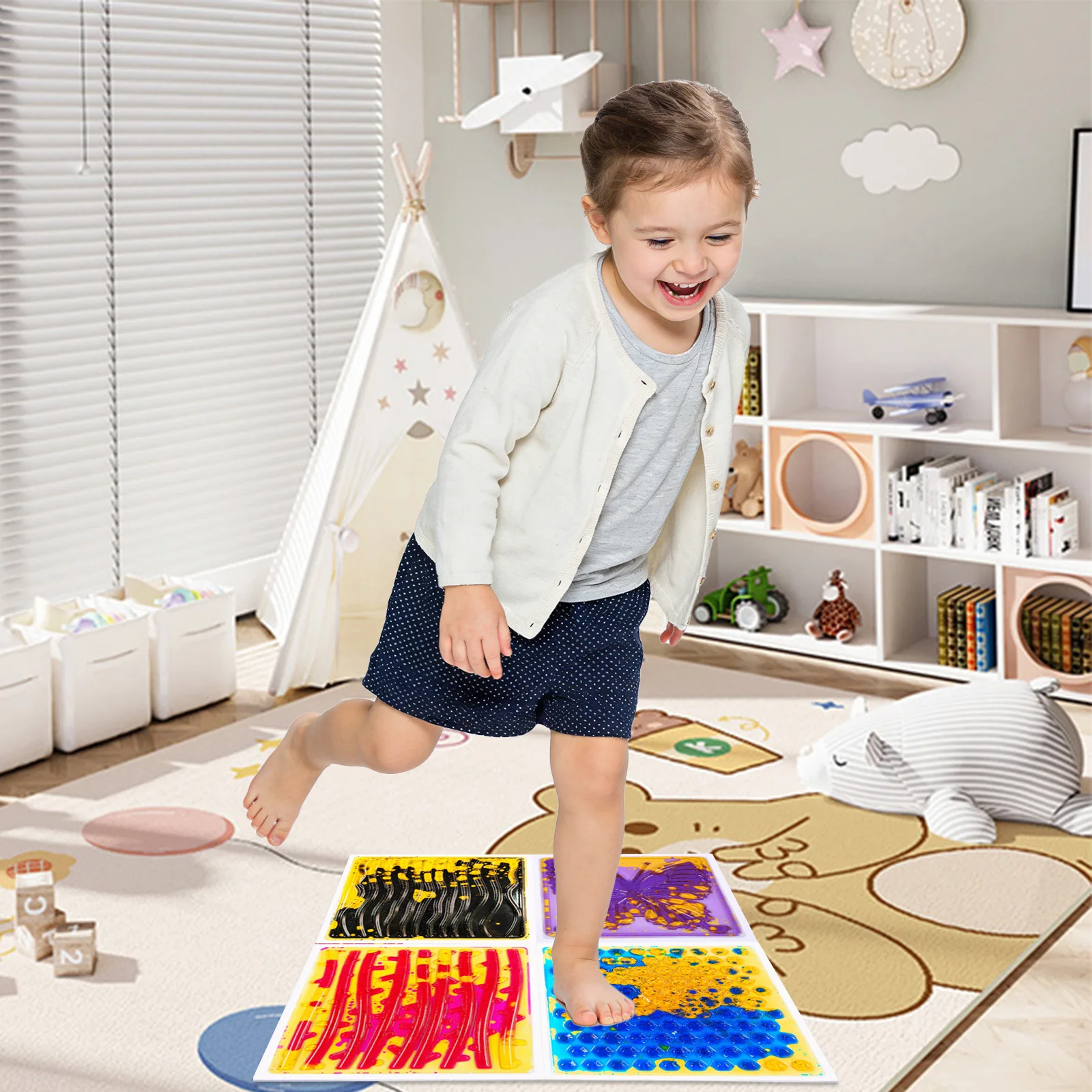 Texture Sensory Liquid Floor Tiles Concave Convex Foot Tactile Tiles 3-12 Years Old Early Education Flooring
