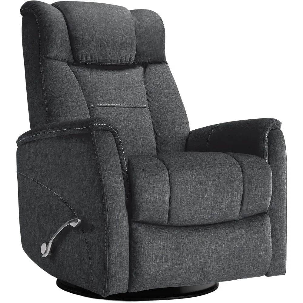 

360° Swivel Rocking Recliner, Manual Comfy Nursery Glider Rocker Chair for Indoor Bedroom, Upholstered Soft Fabric Living Room R