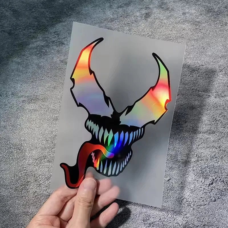 Reflective Laser Anime Devil Red Tongue Motorcycle Sticker Waterproof for Fuel Tank Windshield Fairing Sunscreen Vinyl Decal image 3