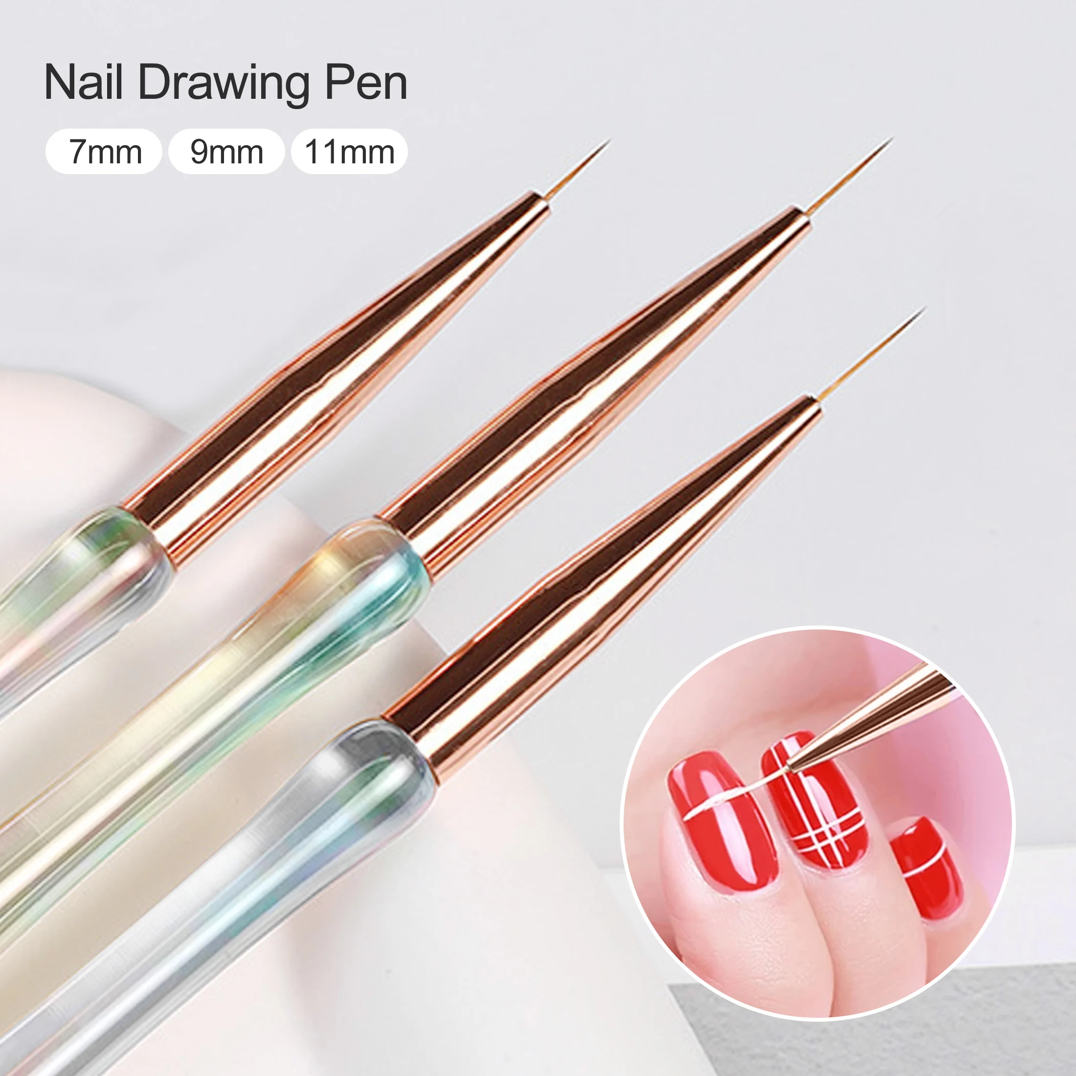 Colorful Series Nail Art Line Drawing Pen Ultra-Fine Painting Pen Gourd Pole Painting Pen Flower Painting Pen Nail Art Brush