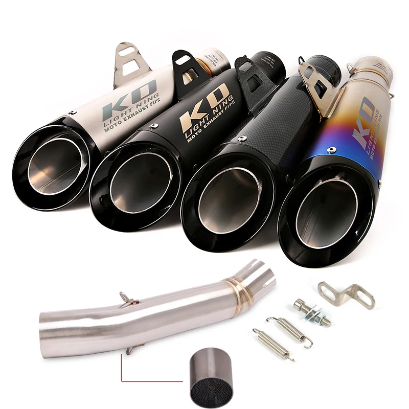 Slip On For VOGE 500DS LX500-A 51mm Motorcycle Exhaust Pipe Mid Tube Connect Link Stainless Steel Carbon Fiber Muffler 310mm