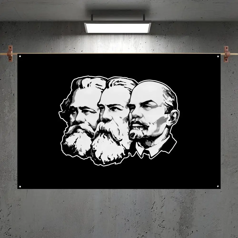 Marx Engels Lenin Communism Flags Custom Camping Outdoor Garden Room Bedroom Decor Party Backdrops Wall Art Family Gifts