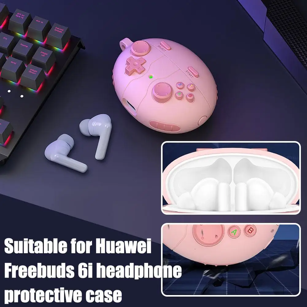 3D GamePad Cartoon Earphone Case For Huawei Freebuds 5i 6i Cover Cute Silicone Shockproof Protective Case With Hook