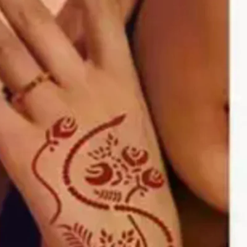 

1Pair Black Hand Transfer Temporary Tattoo Stickers Hand Henna Tattoo Template For Women Body Painting Flowers Tattoo Stencil