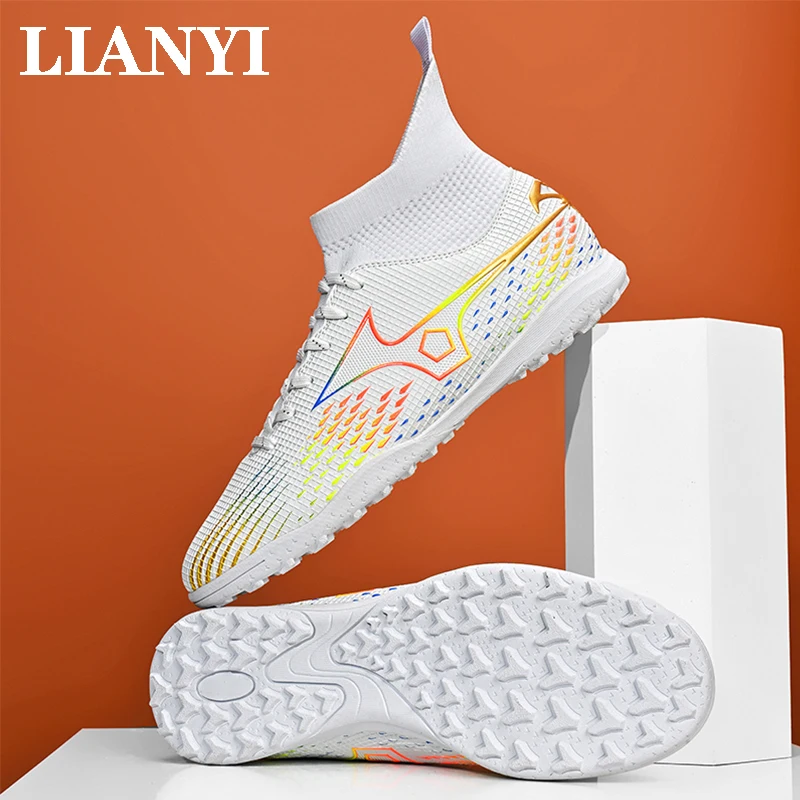 

LIANYI мужские профессиональные тренировочные футбольные бутсы с высоким берцем, сверхлегкие универсальные дышащие домашние футбольные бутсы с пятью сторонами