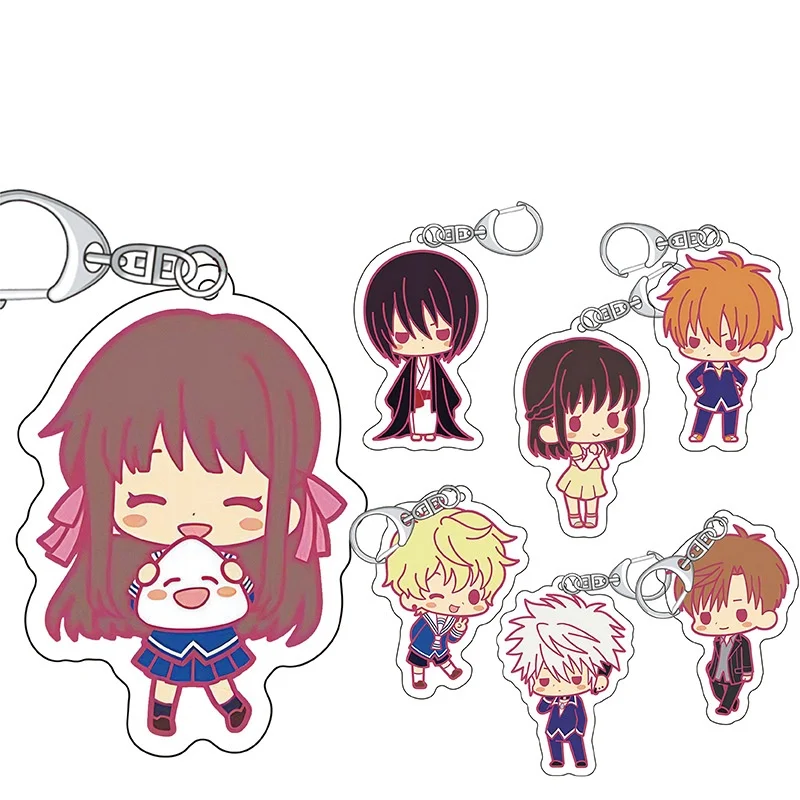 Anime Fruits Basket Acrylic Keychain Kyo Sohma Yuki Sohma Tohru Honda Pendant Bag Car Keychain Cell Phone Pendant Present Gifts